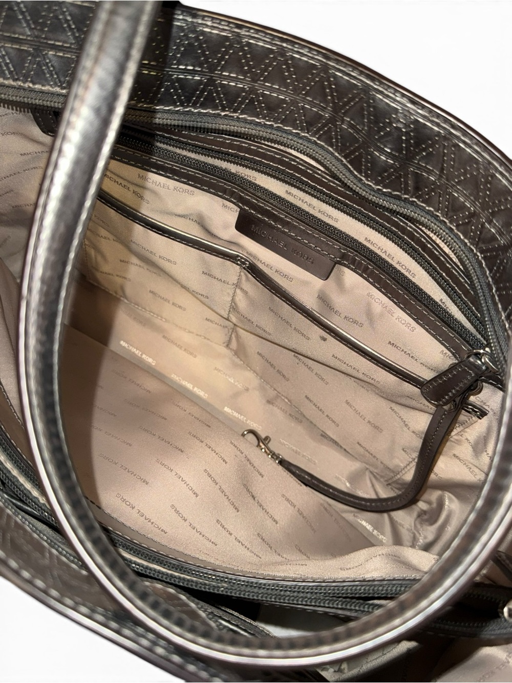 Michael Kors Metallic Silver Quilted Tote - Picture 8 of 12